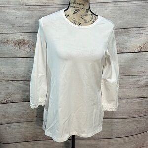 E.C.I. Top Tee Shirt White Gathered Ruffle Cuff Size XS